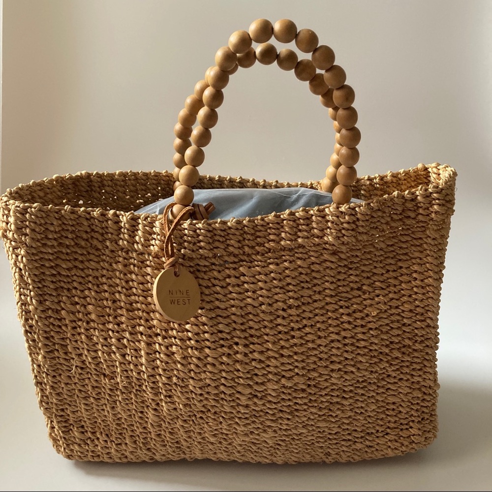Nine West Magnetic Closure Bead Jute Handbag